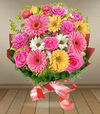 Mixed Flower Bouquet - Rose, Gerbera, Daisy & Carnation