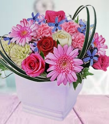 Roses Gerberas and Carnations Hand-Tied Bouquet