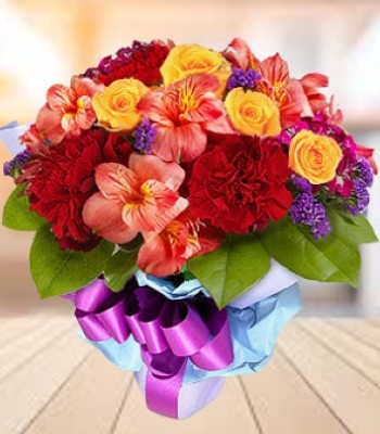Mix Flowers - Alstrolmelia, Rose and Carnation Bouquet