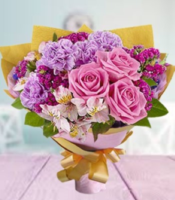 Mix Flower Bouquet - Pastel & Purple Color Assorted Flowers