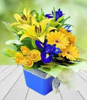 Yellow and Blue Flower Box
