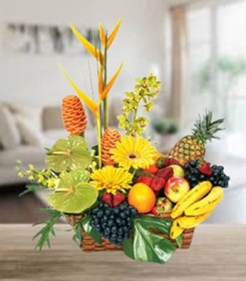 Fruit and Tropical Flowers Basket
