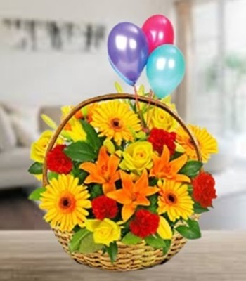 Flower and Balloon Basket