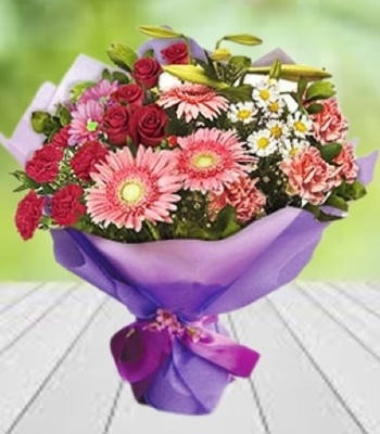 Get Well Soon Flowers - Lily Bouquet with Mix Seasonal Flowers