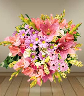 Mixed Seasonal Flower Bouquet - Pink and White Flowers