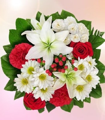 Graduation Flower Bouquet - Red and White Flowers