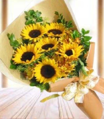 Sunny Dazzle - Bright Traditional Sunflowers Hand-Tied Bouquet