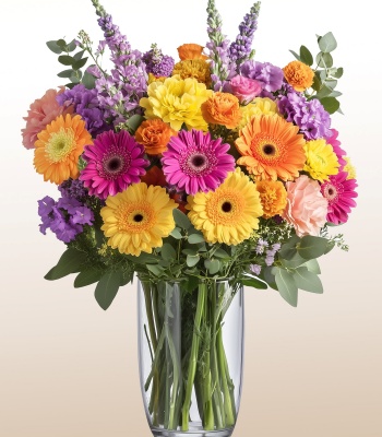 Vibrant Multicolor Gerbera Flower Arrangement