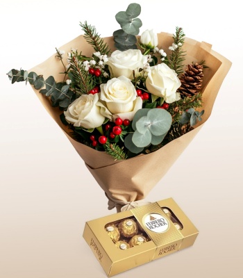 White Rose Floral Toast Arrangement