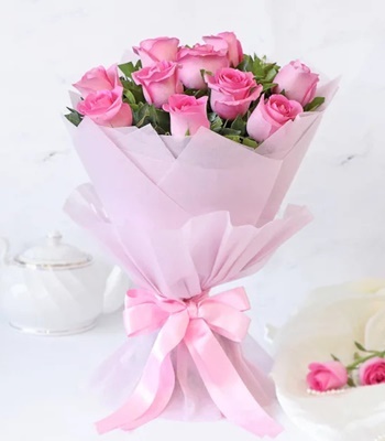 Dozen Pink Rose Bouquet