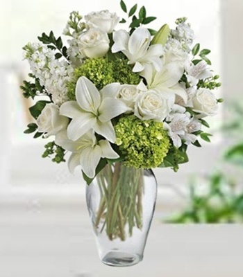 Eternal Peace White Sympathy Flower Bouquet