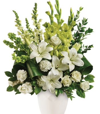 Graceful Farewell - Pink & White Sheaf Arrangement