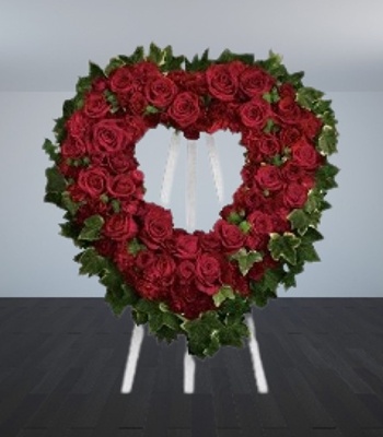 Heart Shaped Red Funeral Wreath