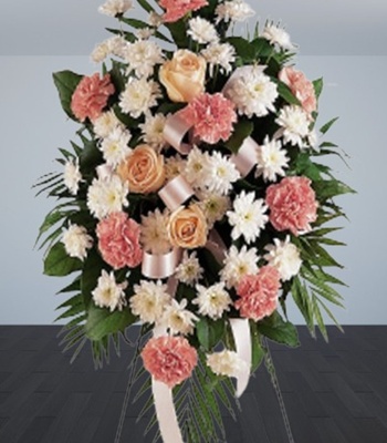 Pink and White Flower Standing Funeral Spray
