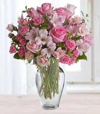 Pink Sympathy Flowers "Feminine Tribute"