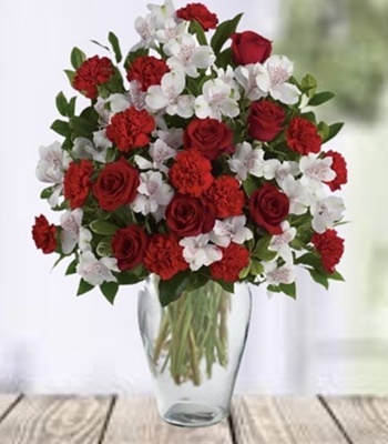 Red and White Sympathy Flowers