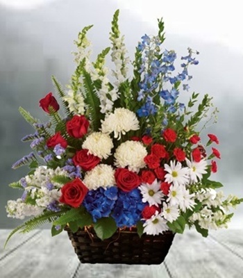Sympathy Flowers in Red, White and Blue