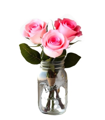 Three Long Stem Pink Roses