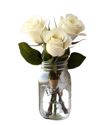 Three Long Stem White Roses