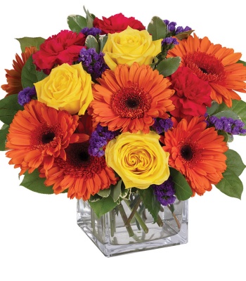 Vibrant Splash - Bright Gerberas & Roses Bouquet