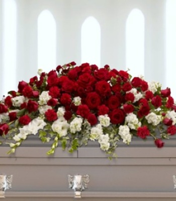 White And Red Flower Casket Spray