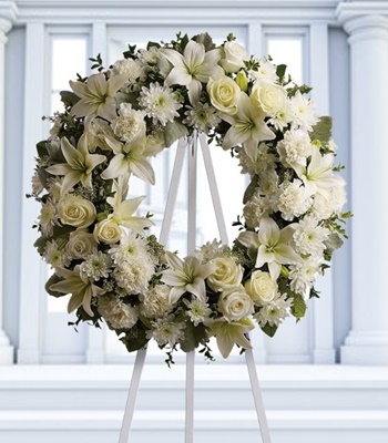 Funeral Wreath - White Funeral Flowers
