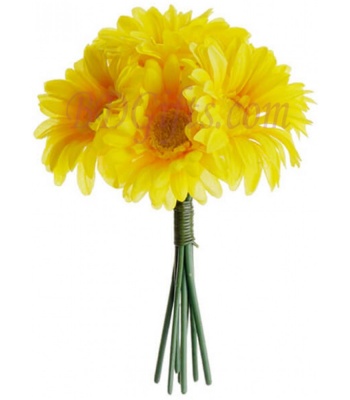 Gerbera Flower Bouquet - 4 Yellow Gerberas