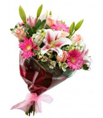 Mix Flowers Bouquet With Greenery