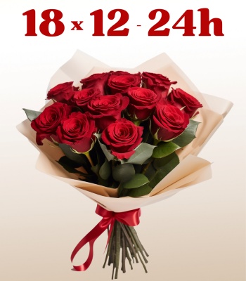 12 Red Roses - 6 Free Roses