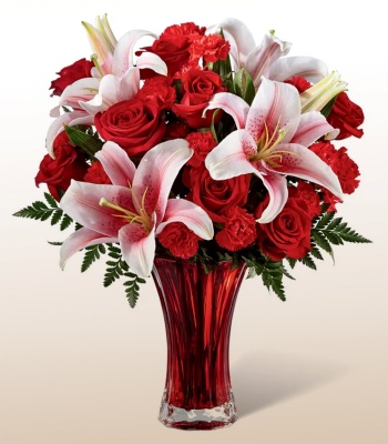 Assorted Flowers Cylinder Vase