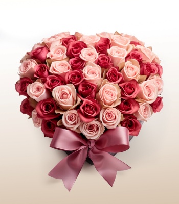 Bi-Color Roses Heart-Shaped Bouquet