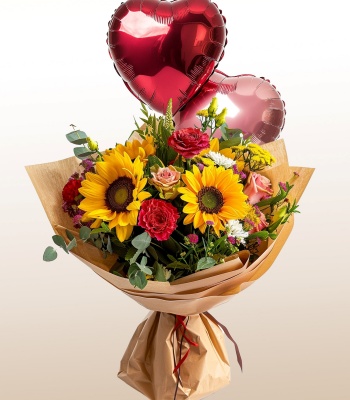 Flower Bouquet for Her with Balloon