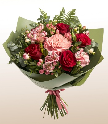 Red Roses with Carnations and Alstroemerias