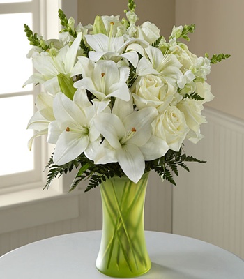 White Lily Bouquet With White Roses