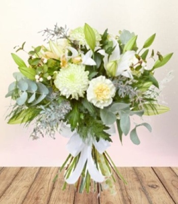 Sympathy Flower Bouquet - White Seasonal Flowers