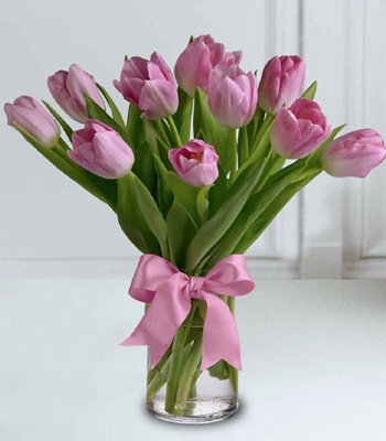 10 Pink Tulips Bouquet