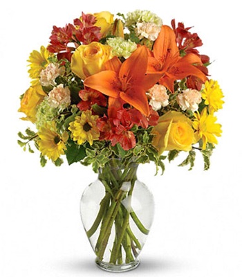 Autumn Brights - Cheerful Alstroemerias, Lilies, Roses & Daisies