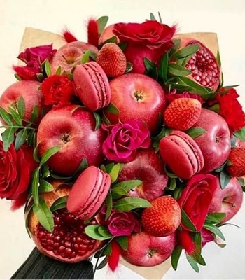 Velvet Valley - Fresh Fruits and Flowers Basket