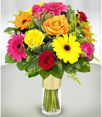Assorted Roses and Gerbera Daisies Bouquet