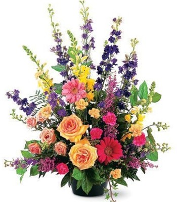 Bereavement Basket - Thoughtful Roses, Gerberas & Carnations