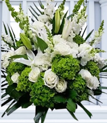 Clouds of Heaven - White and Green Bereavement Basket