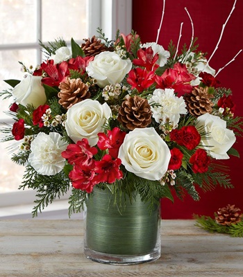 Crimson Christmas -  Mix Blooms with Holiday Greens