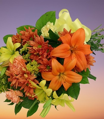 Fresh Tangerine - Lilies & Daisies Unique Bouquet