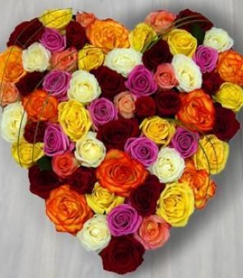 Heart Shaped 60 Assorted Rose