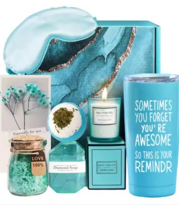 Mother's Day Gift Set - Spa Gift Set for Women, 6-Piece Pink Collection with Bath Bomb, Bath Salt, Candle, Diamond Soap, Thermal Mug and Gift Card (Standard, Green Magic)