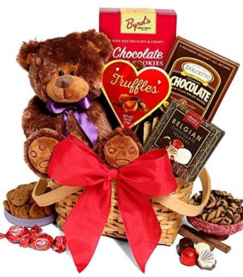 Munchy Snacks Basket with Teddy Bear