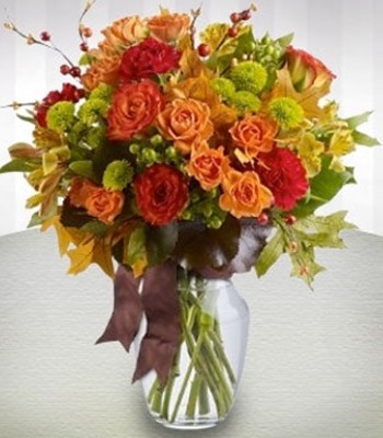 Autumn Colors - Orange, Red, Yellow & Green Blooms