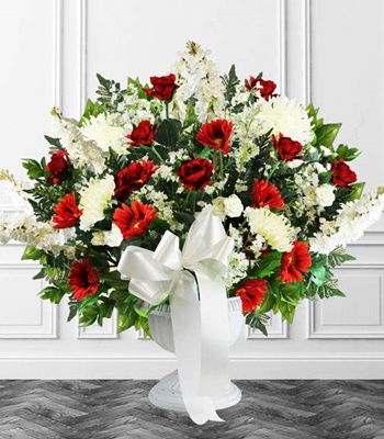 Red & White Carnations & Chrysanthemums