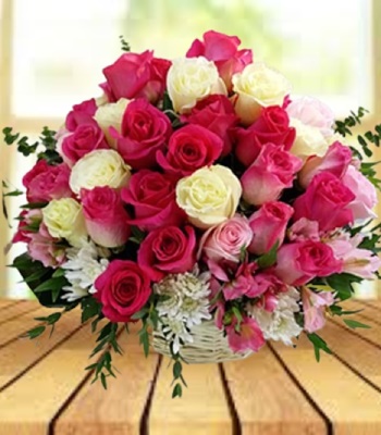 Sweet Fragrances - Roses, Alstromeria and Chrysanthemums with Greenry