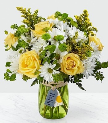Sunshine - Roses and Daisies with Greenery